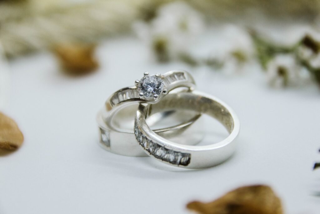 macro shot of wedding rings